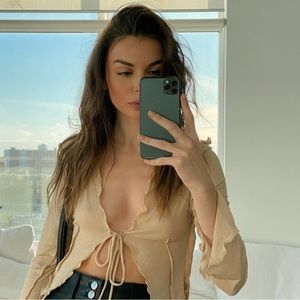 VRG Tan Nude Tie Up Long Sleeve